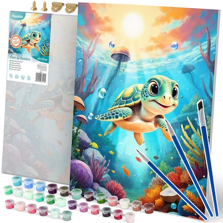 Malowanie po numerach obraz z ramą 40x50 Żółwik Massido