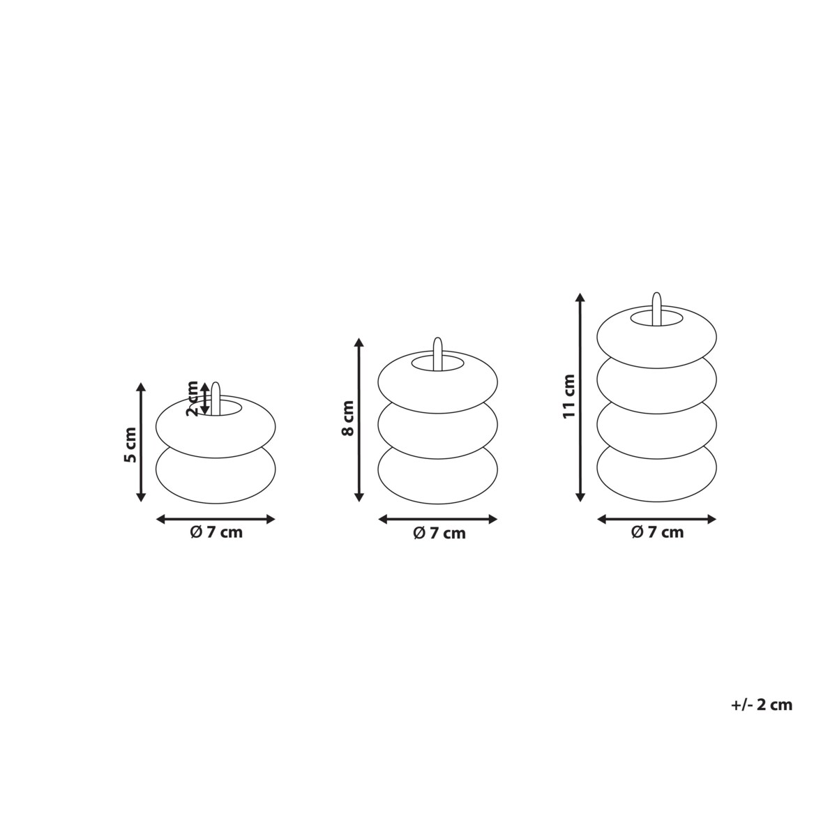 Zestaw 3 świec LED ETERNIS 5/8/11 cm Złamana biel