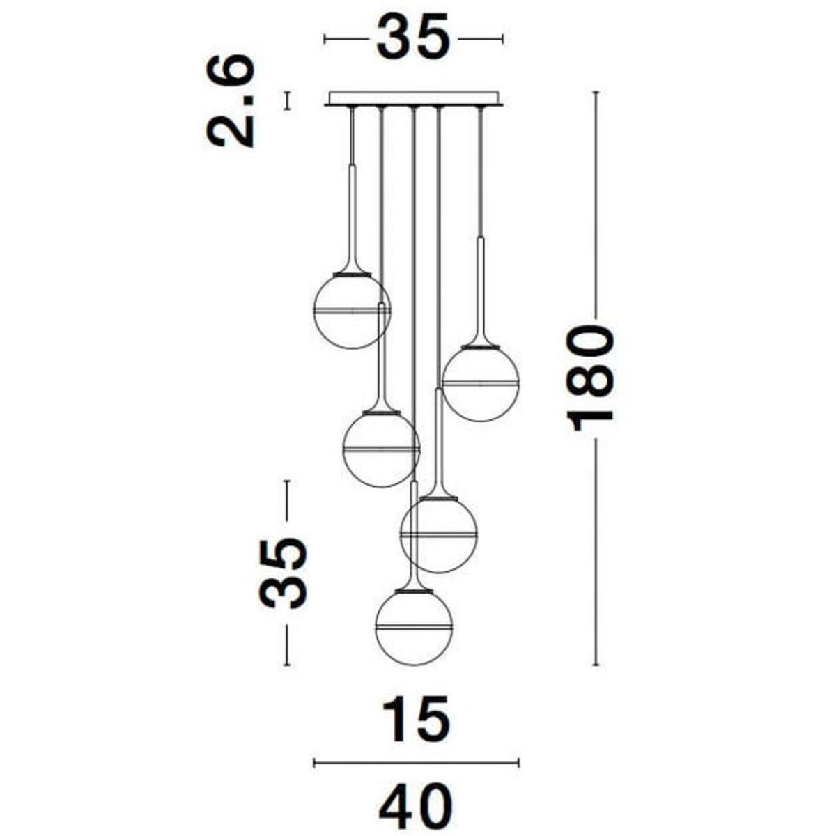 Loftowa LAMPA wisząca PEREZ LE41752 Luces Exclusivas szklana OPRAWA kaskada ZWIS modernistyczny biały złoty