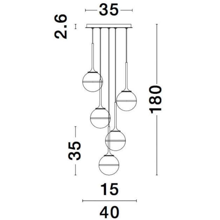 Loftowa LAMPA wisząca PEREZ LE41752 Luces Exclusivas szklana OPRAWA kaskada ZWIS modernistyczny biały złoty