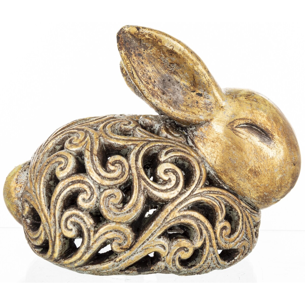 Dekoracja - królik ażurowy 21x17x25 cm ZŁOTY