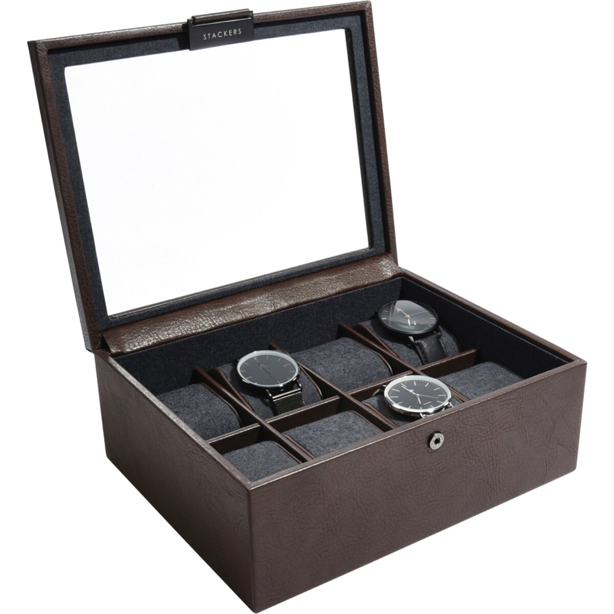 Pudełko na zegarki Stackers ośmiokomorowe brązowe