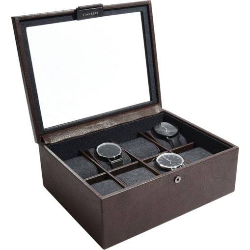 Pudełko na zegarki Stackers ośmiokomorowe brązowe