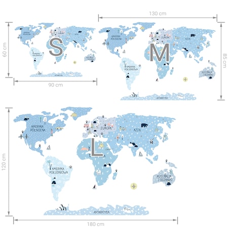 Naklejka na ścianę Mapa świata ice cold M