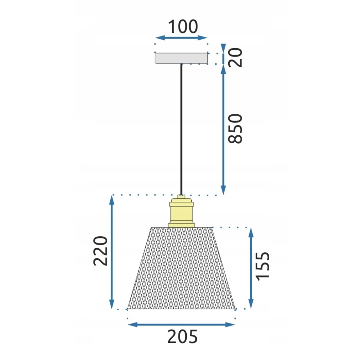 Lampa Sufitowa Wisząca Metalowa Chrom Siatka