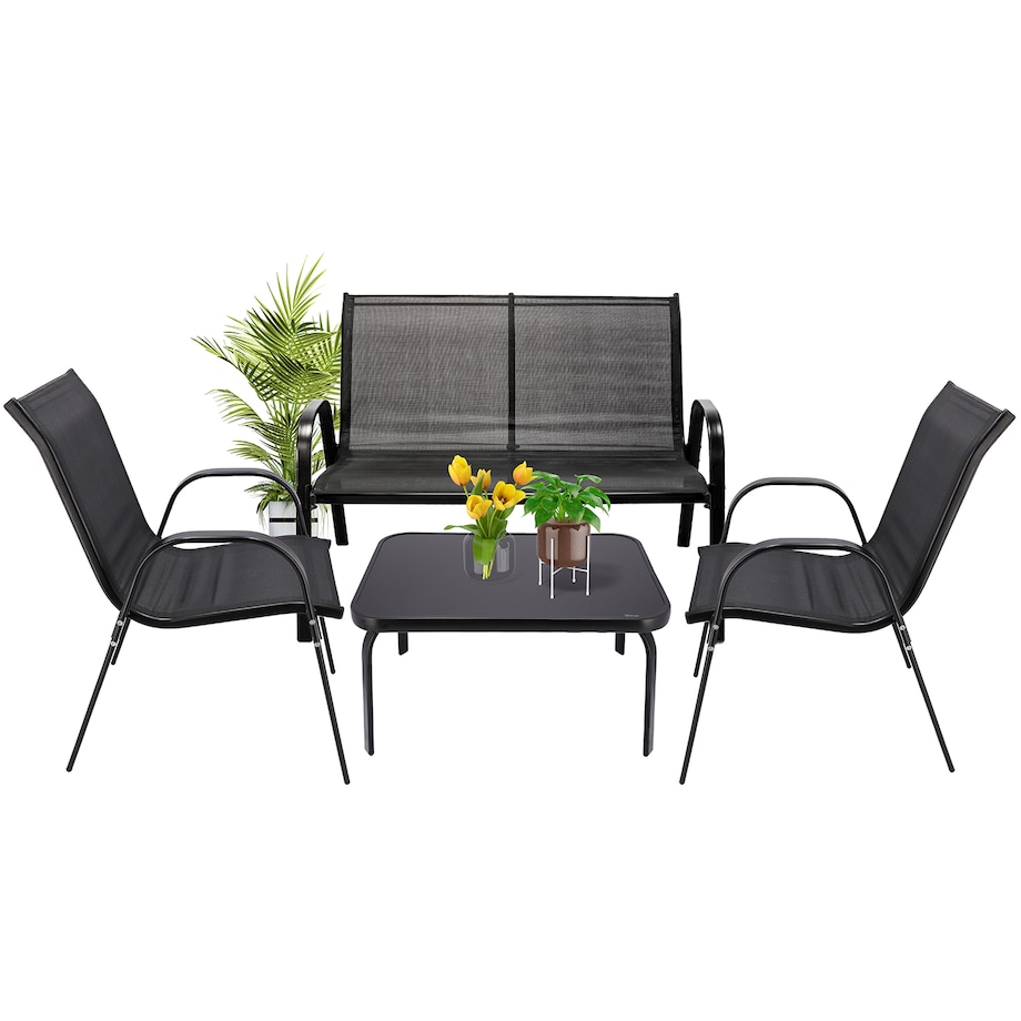 Zestaw mebli ogrodowych z tekstylenu czarne