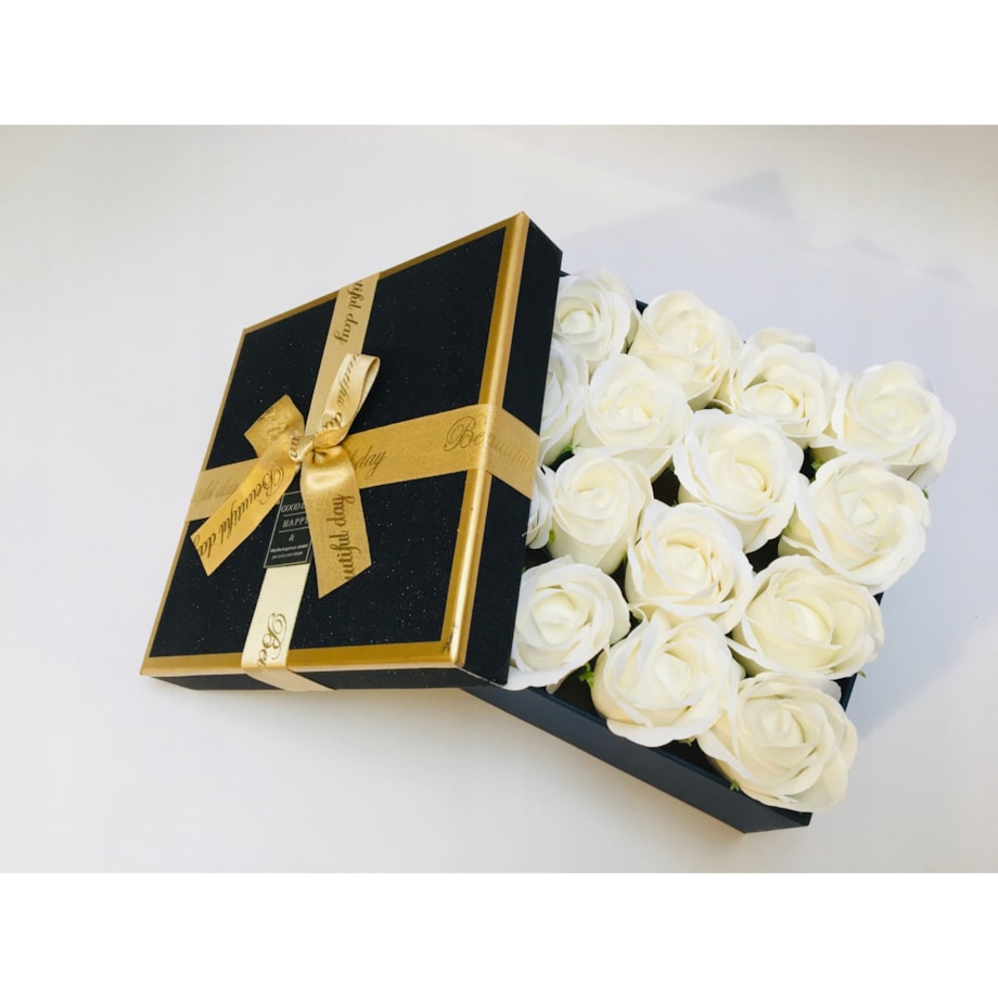 BOX PACHNĄCE białe RÓŻE MYDLANE GOTOWY PREZENT upominek urodziny ślub kwiat