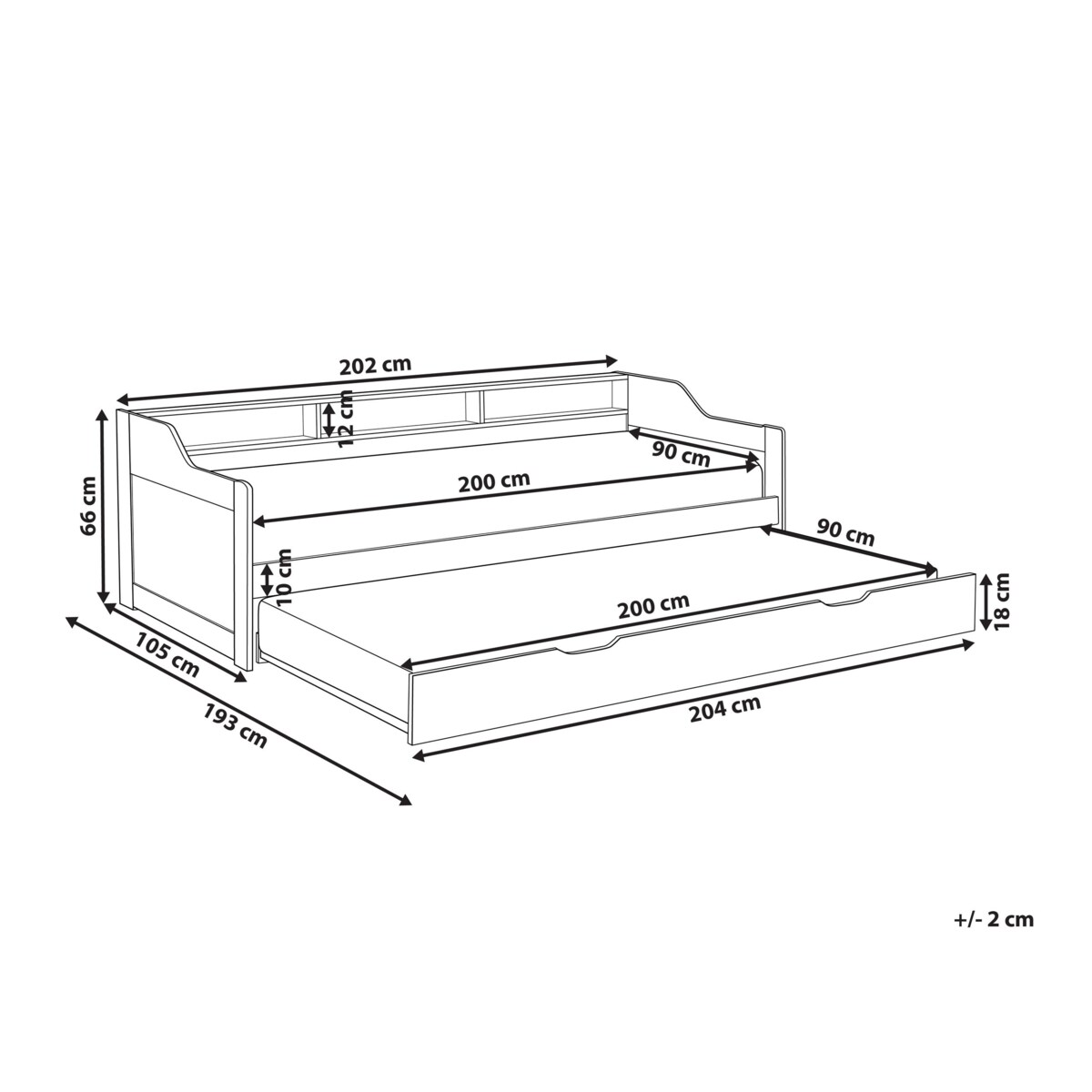 Łóżko wysuwane Drewno sosnowe EDERN 90 x 200 cm Różowy