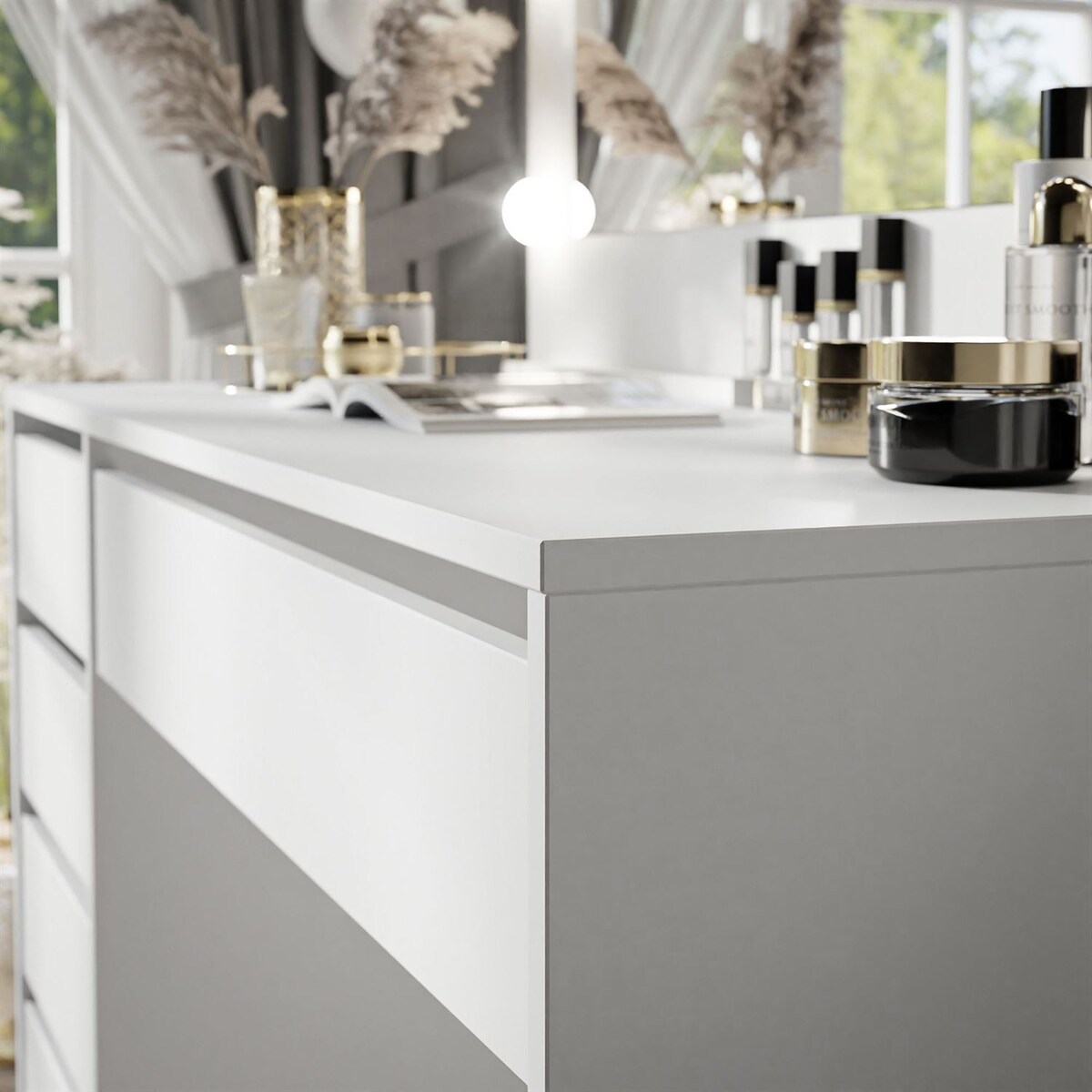 Toaletka MADA z lustrem i oświetleniem biały mat