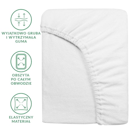 Prześcieradło z bawełny frotte z gumką 120x200 kolor biały PREMIUM