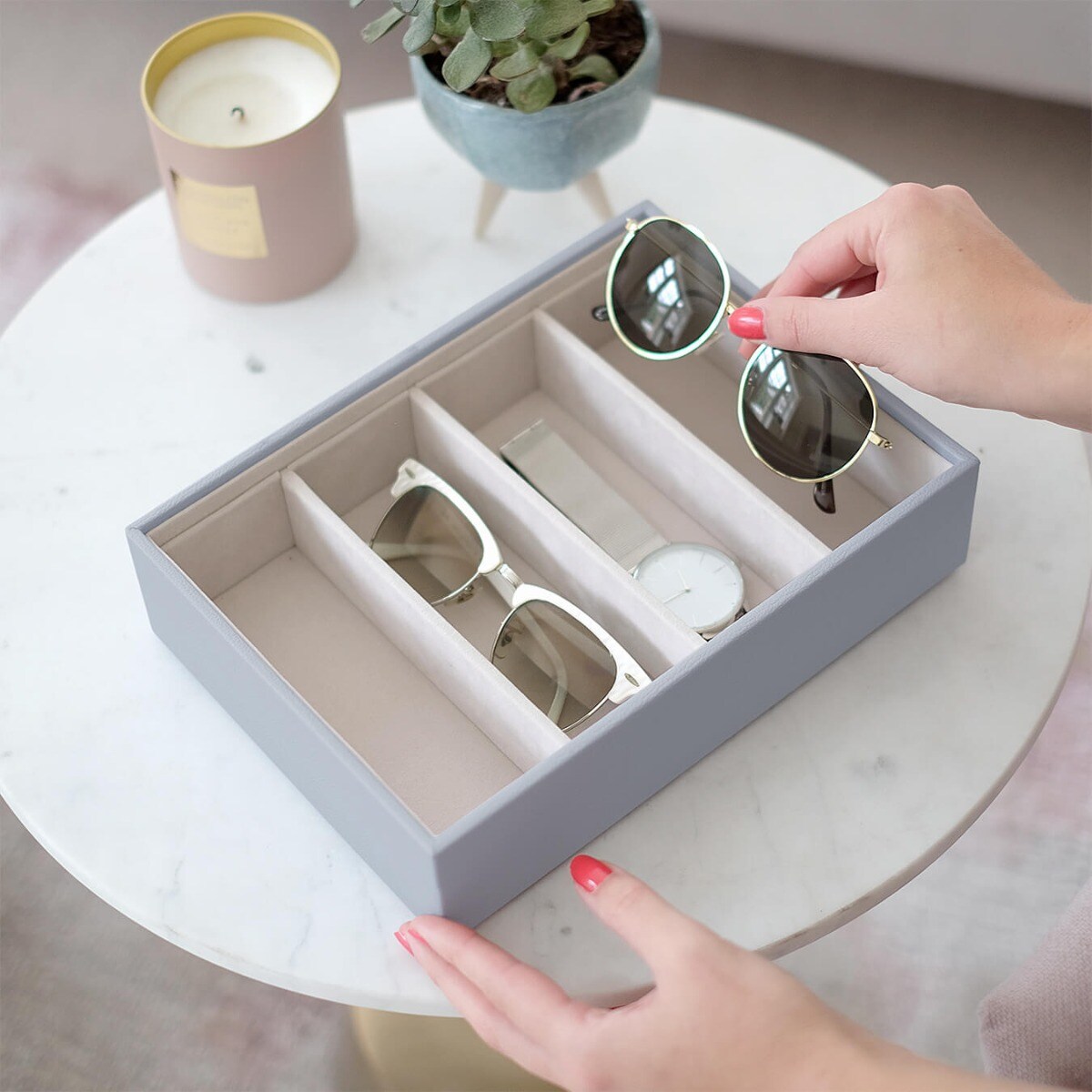 Pudełko na okulary Stackers Classic lawendowe 4 komorowe