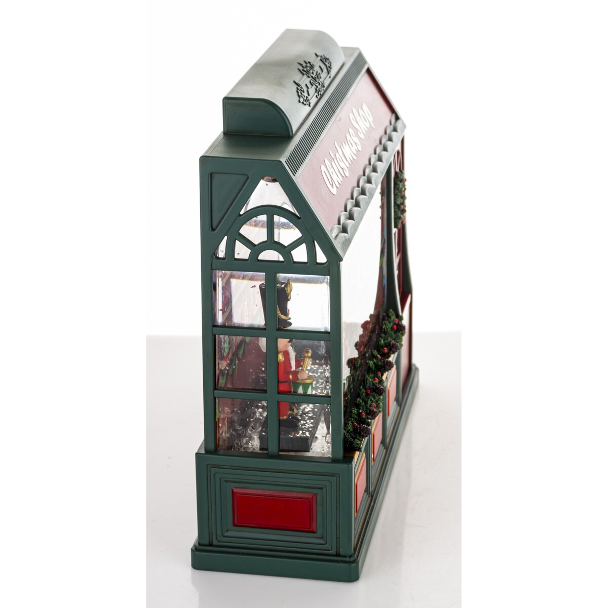 Dekoracja świąteczna SHOP 22x24x8 cm sklep z prezentami, LED i pozytywką