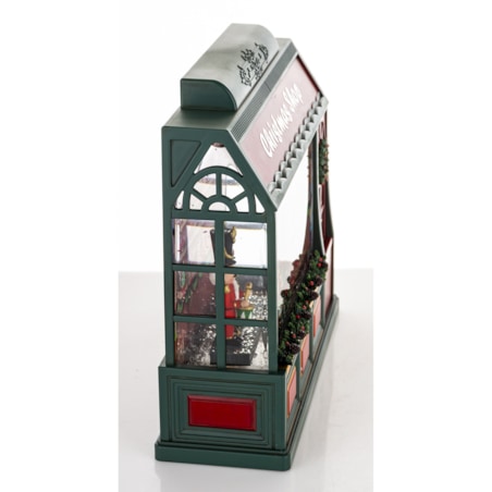 Dekoracja świąteczna SHOP 22x24x8 cm sklep z prezentami, LED i pozytywką