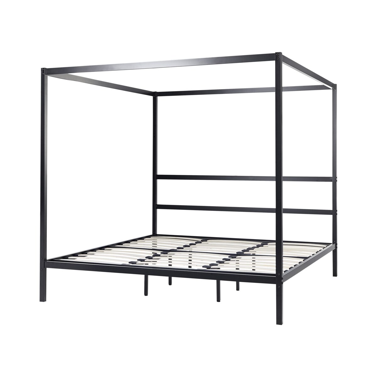 Łóżko metalowe z baldachimem 180 x 200 cm czarne LESTARDS