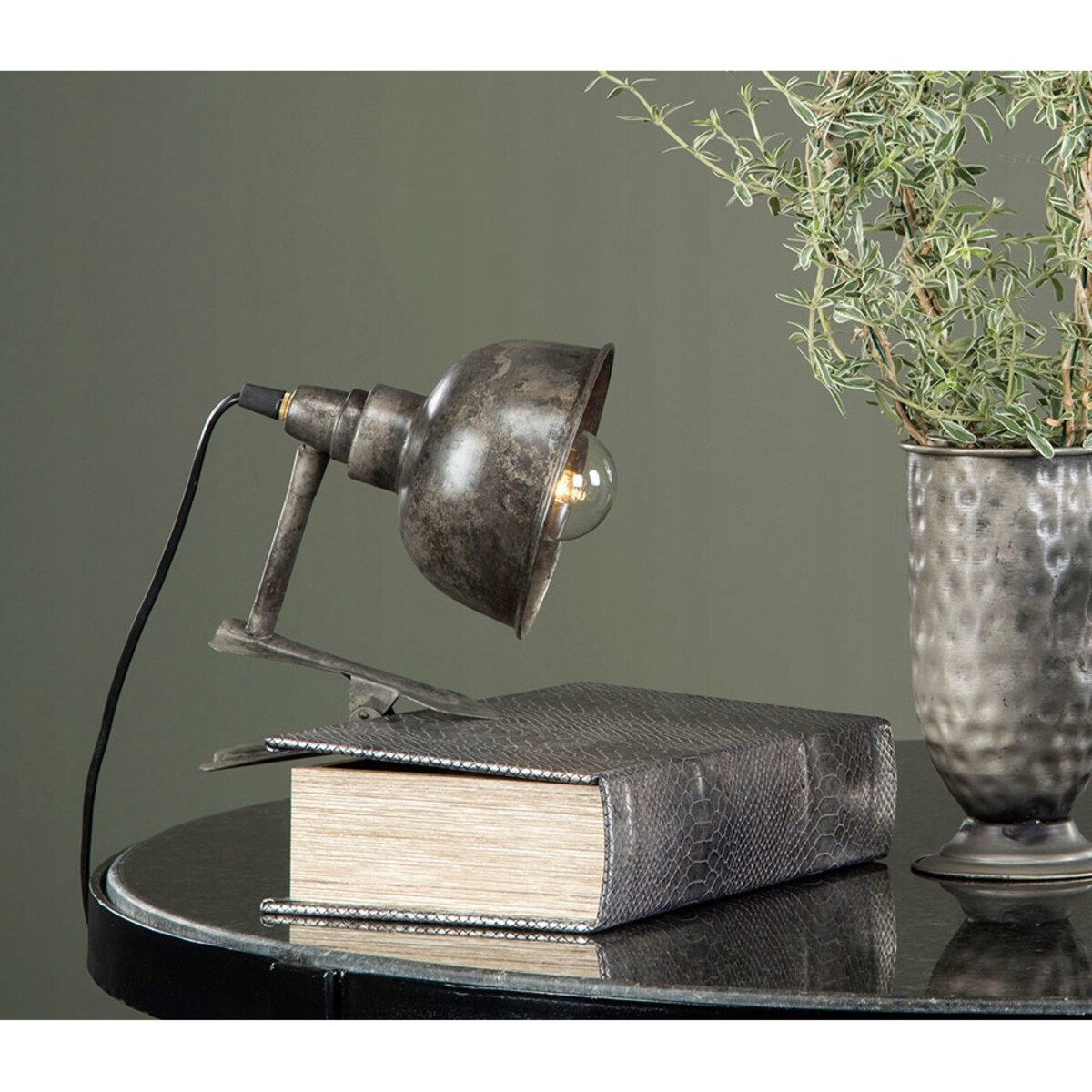 LAMPA Z KLIPSEM przypinana LOFT METALOWA srebrna biurkowa nocna