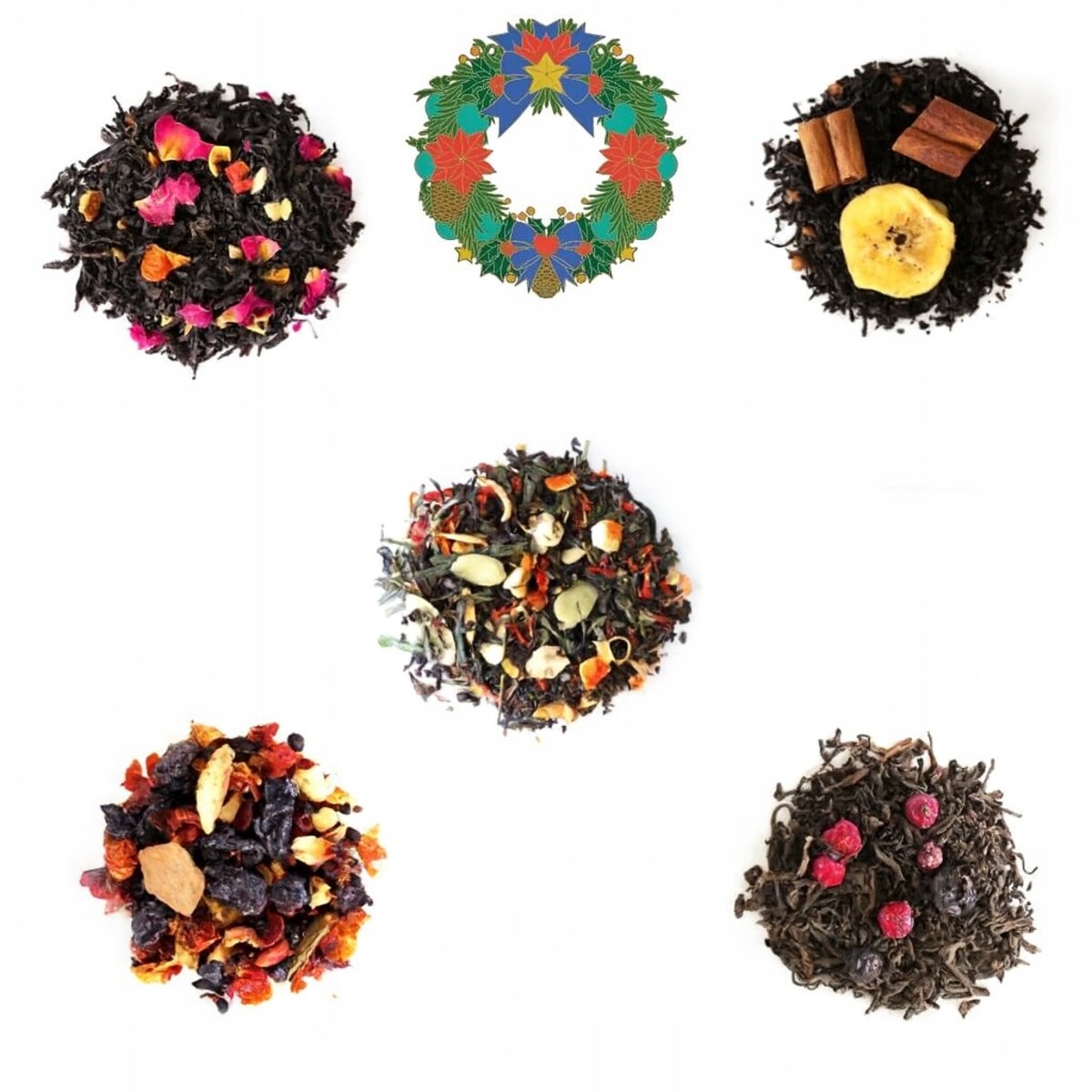 MAŁY ZESTAW PREZENTOWY MIX 5 RODZAJÓW HERBAT PREMIUM SYPANYCH PREZENT UPOMINEK POD CHOINKĘ NA ŚWIĘTA GWIAZDKĘ MIKOŁAJA BOŻE NARODZENIE DLA KOBIETY FACETA MĘŻCZYZNY