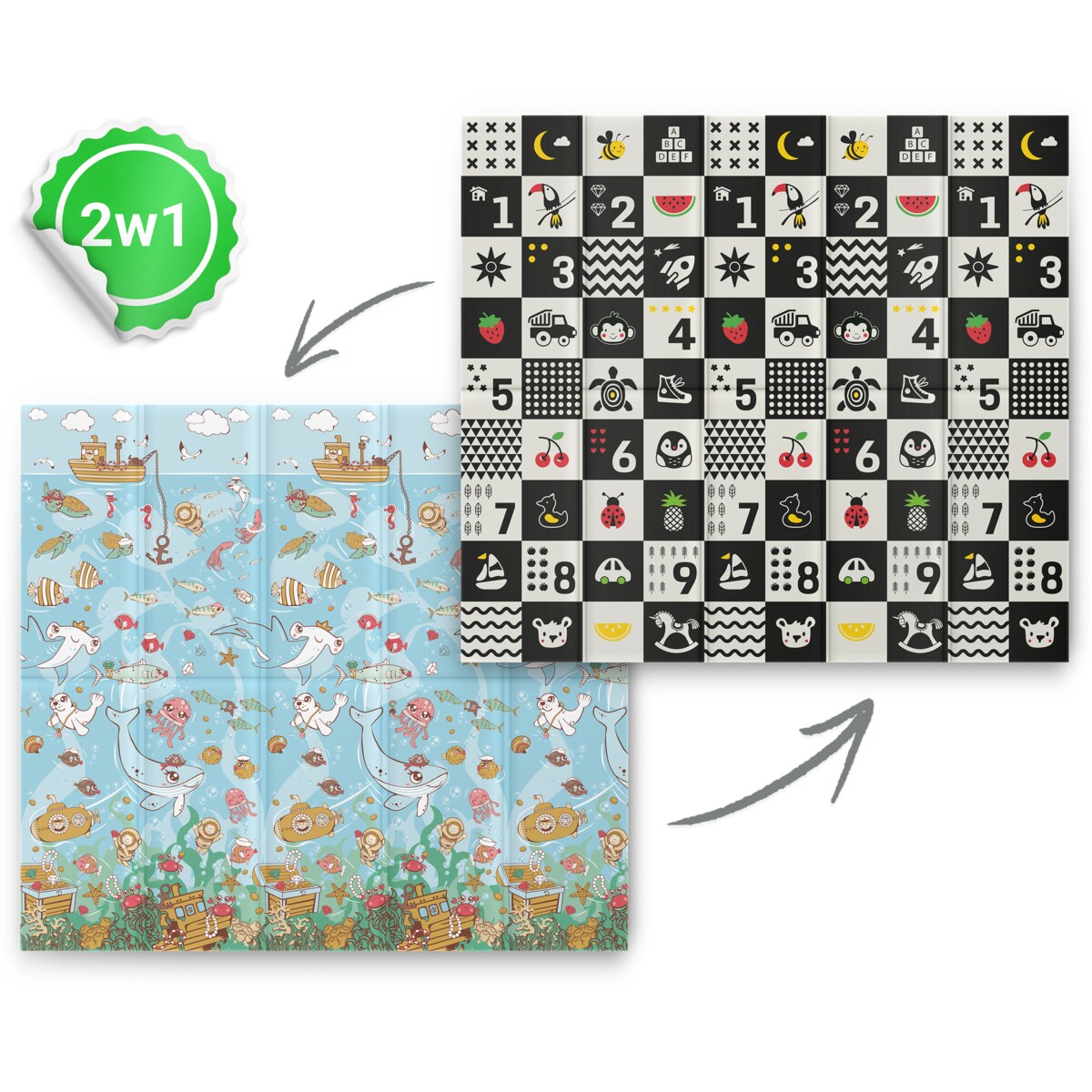 Mata piankowa edukacyjna składana dla dzieci duża 180x200 pianka xpe Nukido