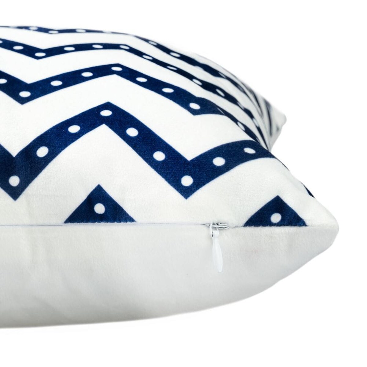 Poszewka dekoracyjna 43x43 biała w niebieskie zygzaki
