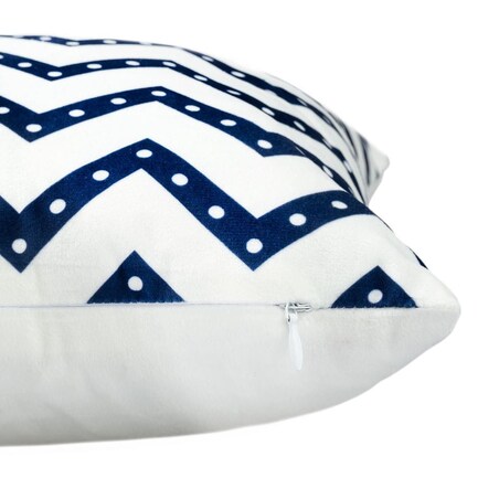 Poszewka dekoracyjna 43x43 biała w niebieskie zygzaki