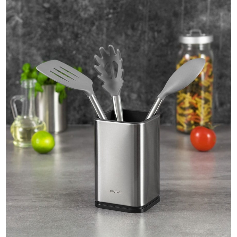 Stojak na przybory kuchenne noże srebrny KINGHOFF