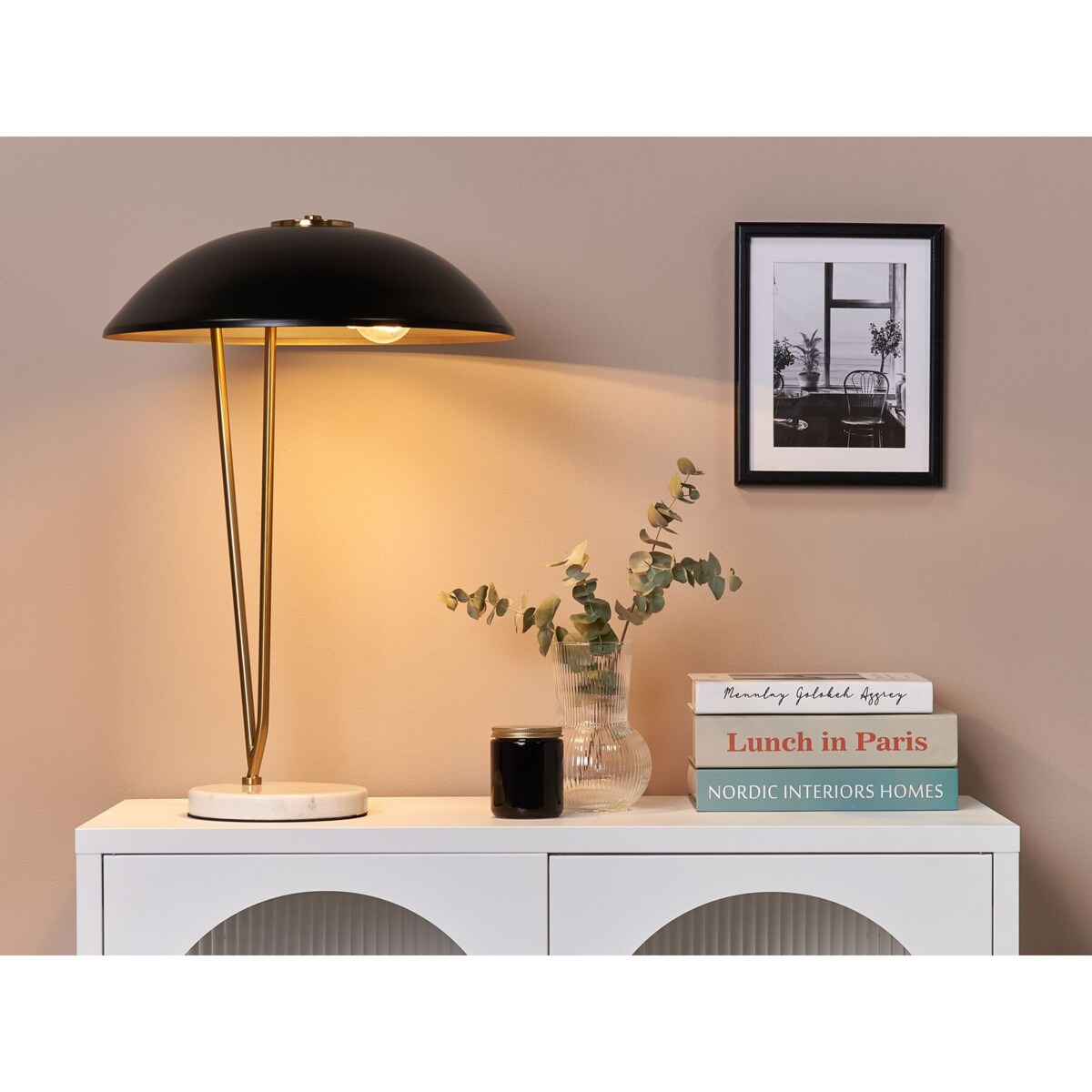 Lampa stołowa metalowa złota z czarnym DANTO