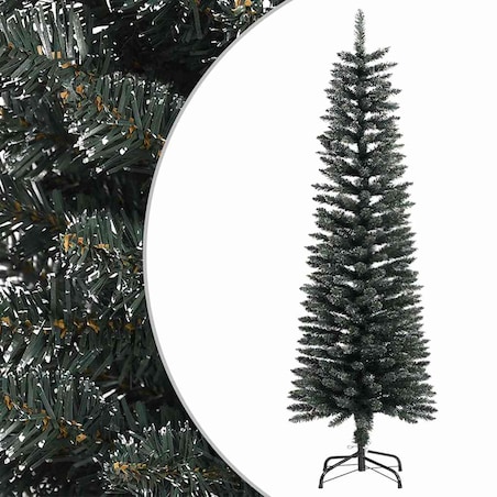 vidaXL Sztuczna, smukła choinka ze stojakiem, zielona, 150 cm, PVC