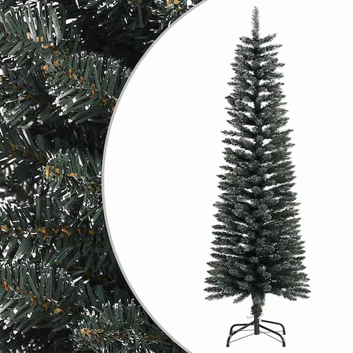 vidaXL Sztuczna, smukła choinka ze stojakiem, zielona, 150 cm, PVC