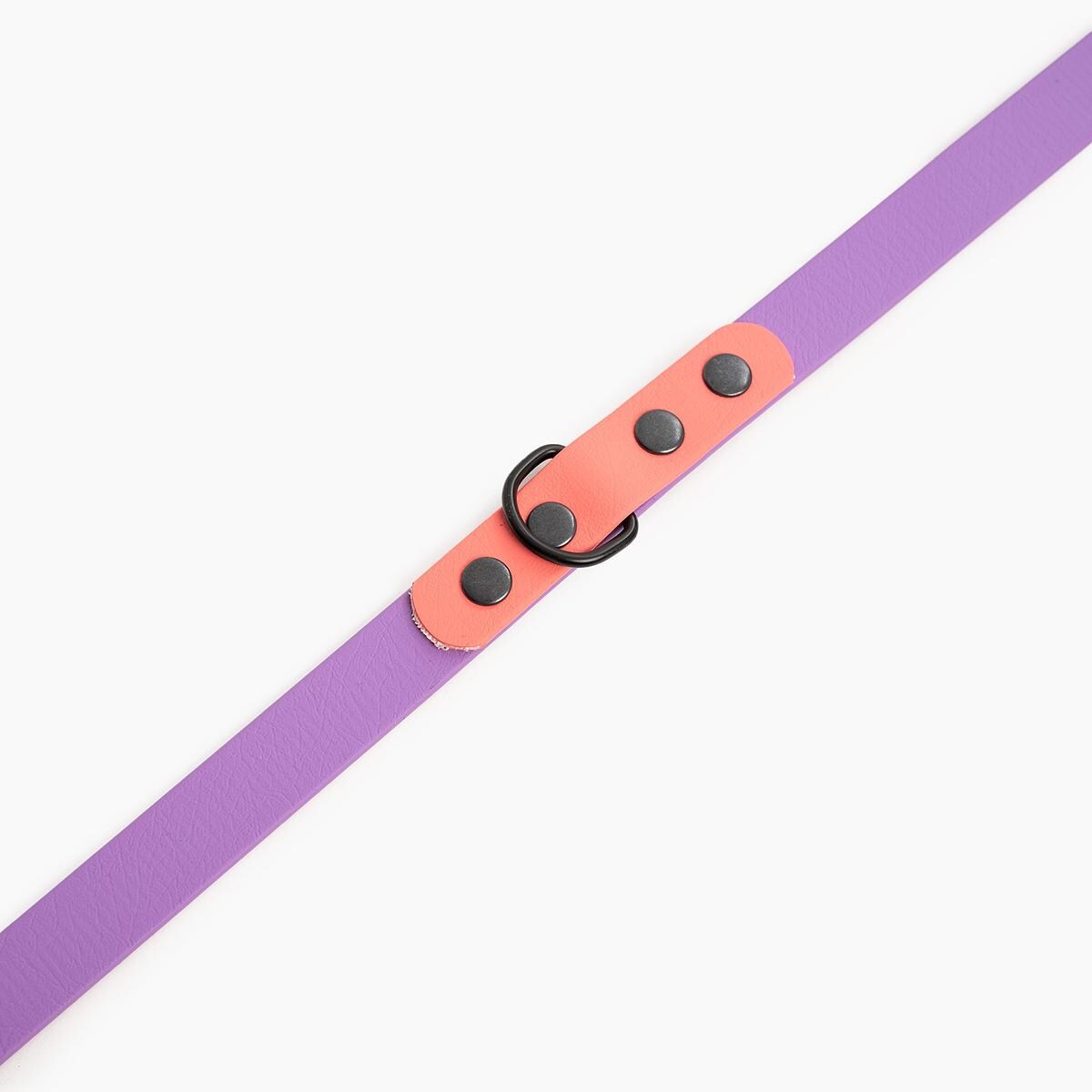 Smycz przepinana Biothane® dla psa lub kota "Lilac with Coral" - Rozmiar: M, Szerokość taśmy: 19mm