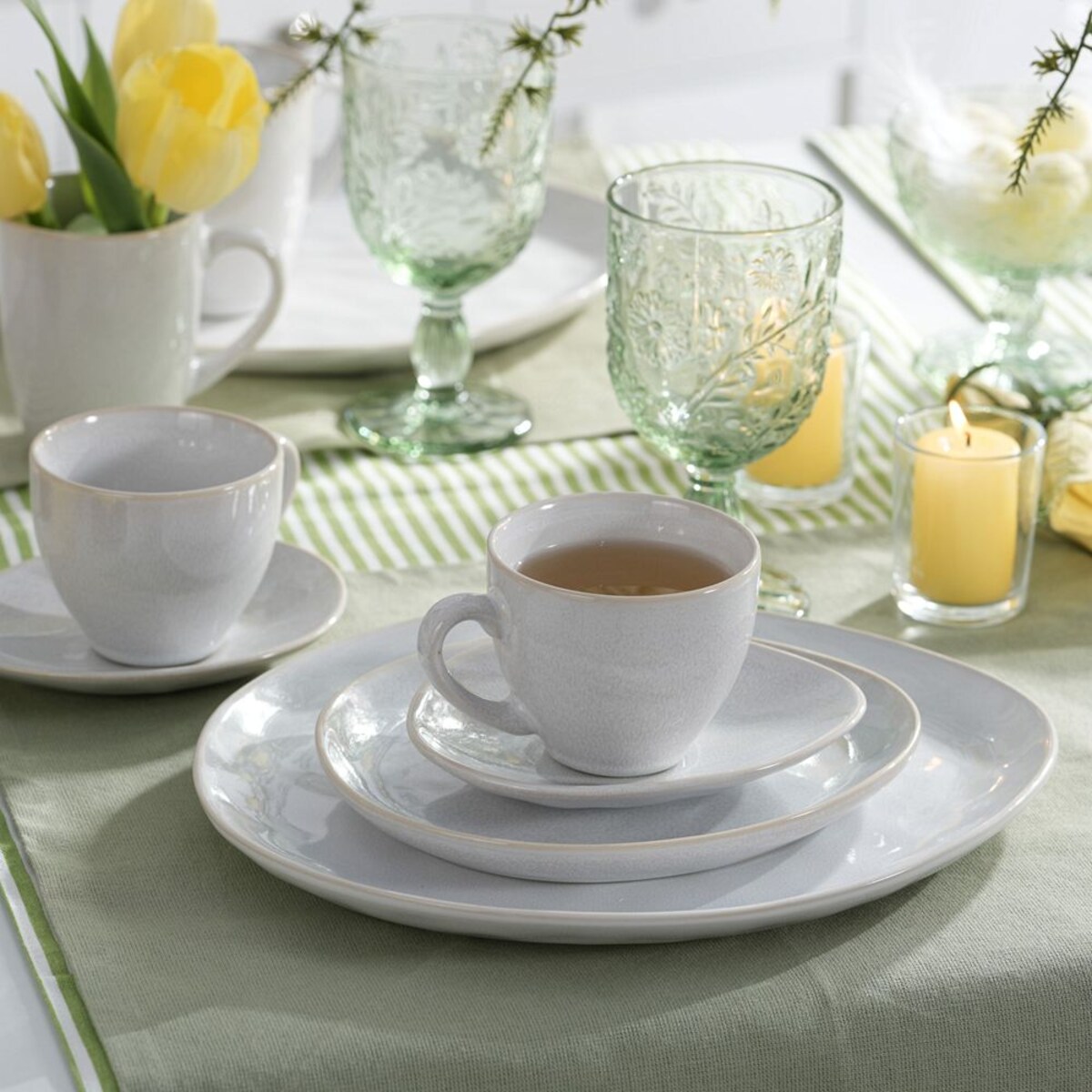 VILLA ITALIA Filiżanka do kawy ze spodkiem 220 ml kamionkowa NORDEN