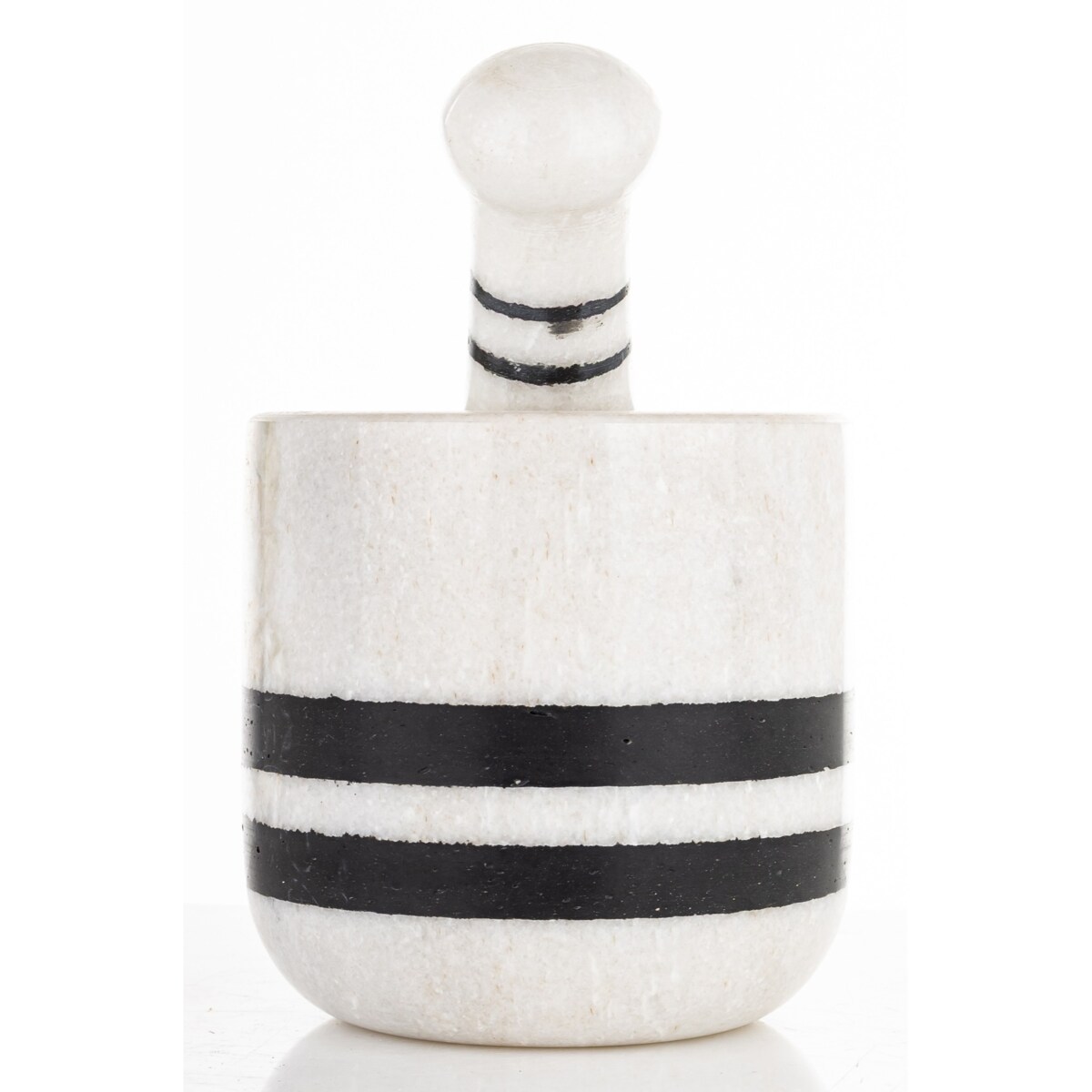 Moździerz kuchenny marmurowy w 2 czarne paski Ø 10 cm