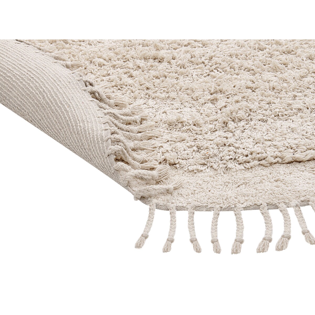 Dywan shaggy okrągły bawełniany ⌀ 140 cm beżowy BITLIS