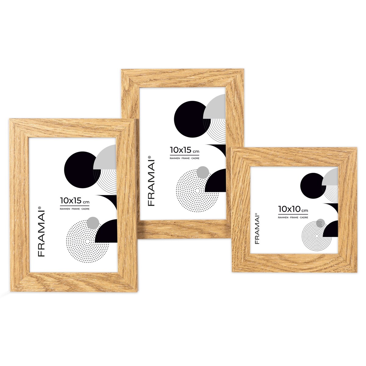 Multirama ramka na zdjęcia. W kolorze dębowym multirama na trzy zdjęcia 10x15 cm 10x10 cm Ramka na zdjęcia 3 w 1 MULTI HEN 4 FRAMAI®