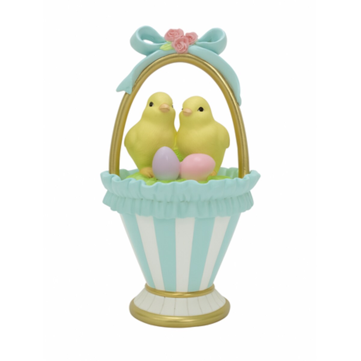 Dekoracja - ceramiczny koszyczek 21,8x12x11,8 cm CESTINO z kurczaczkami