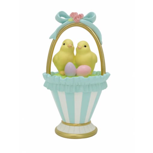 Dekoracja - ceramiczny koszyczek 21,8x12x11,8 cm CESTINO z kurczaczkami