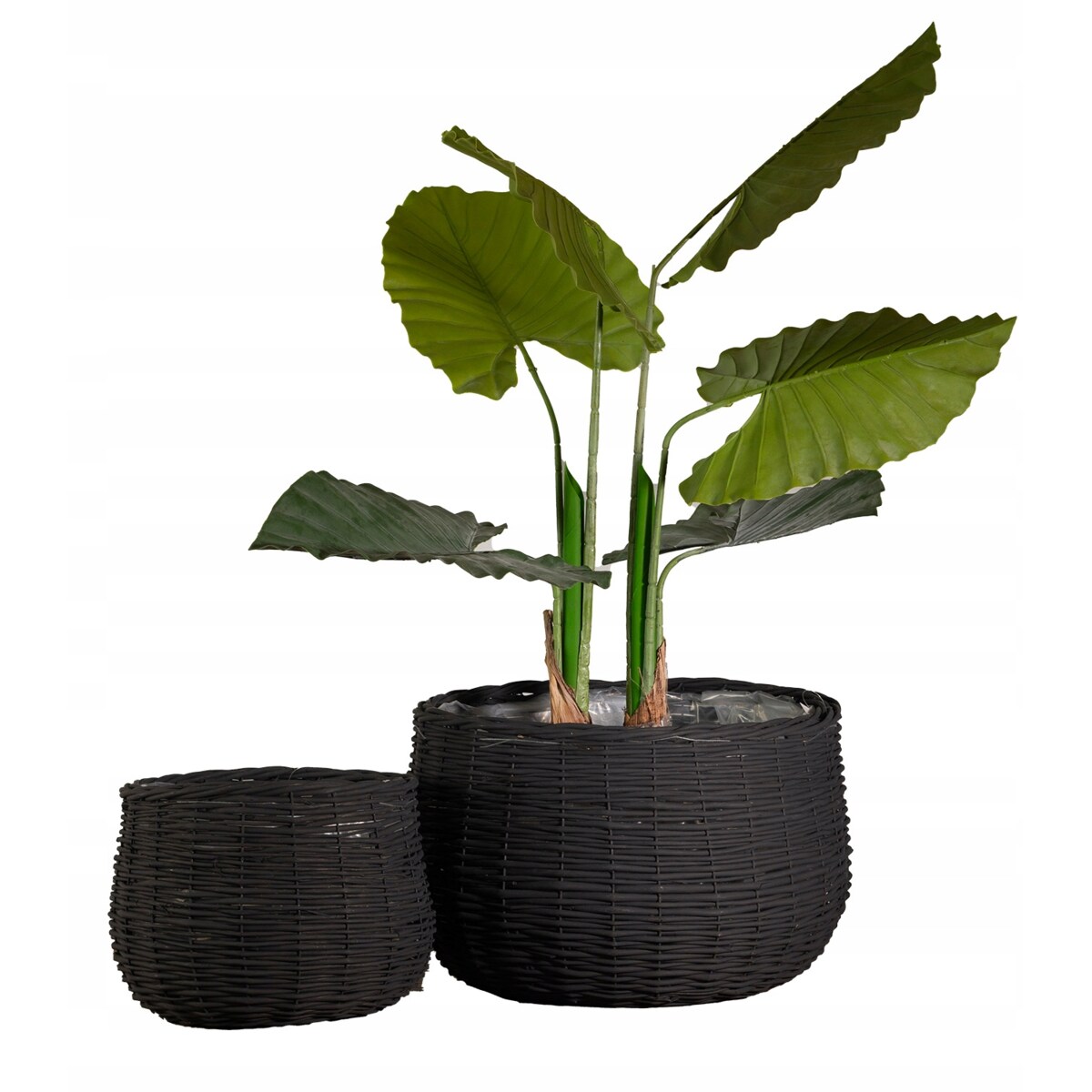 DONICZKA KOSZ CZARNA wiklinowa duża czarna osłonka ogrodowa 2 szt.