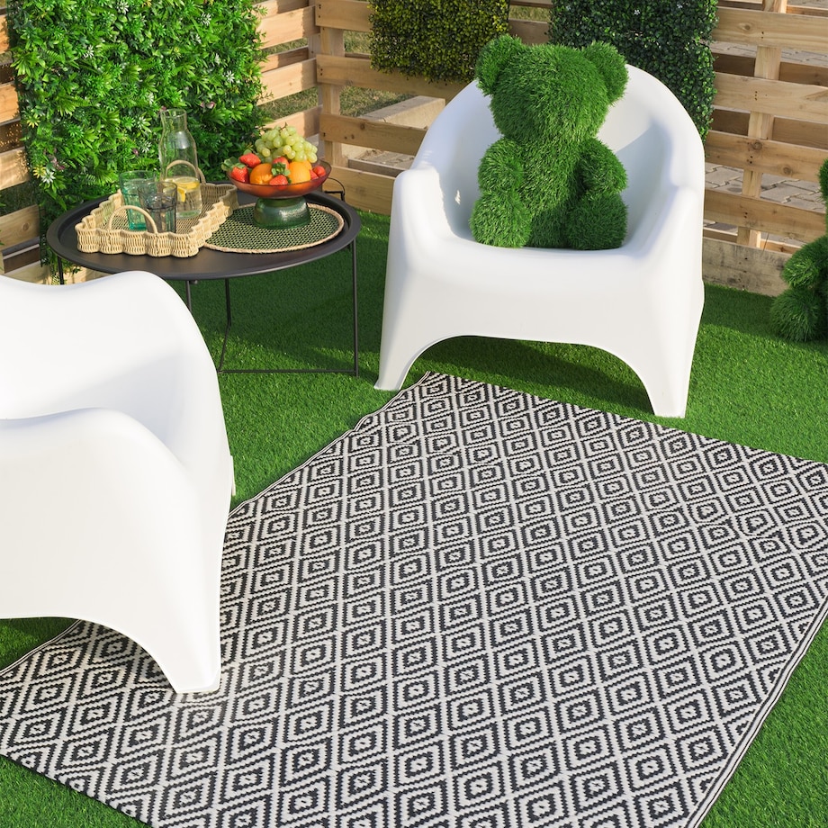 Dywan zewnętrzny tkany na płasko 120x170 cm e-floor romby szary