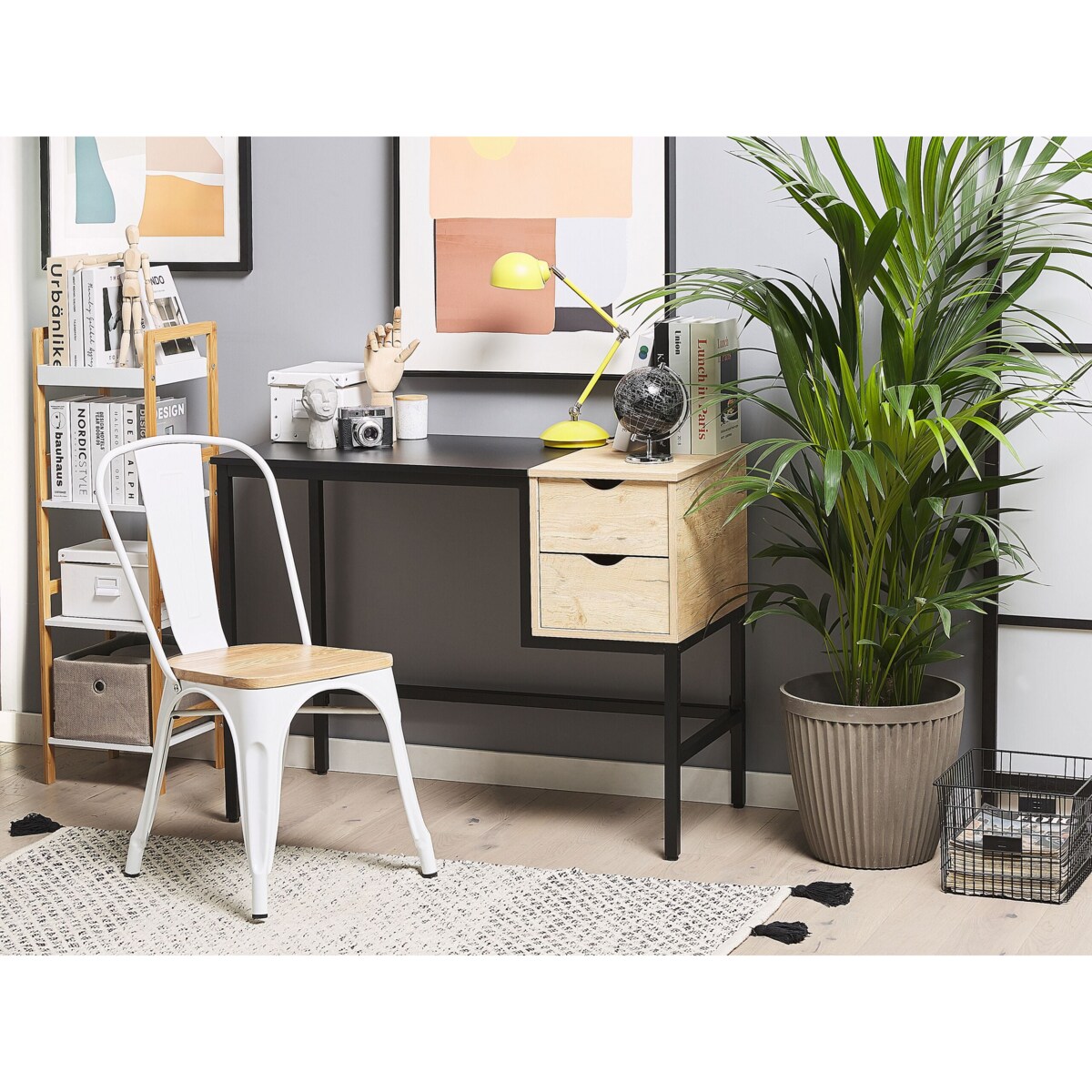 Biurko HARPER Czarny 100 cm 48 cm z szufladami