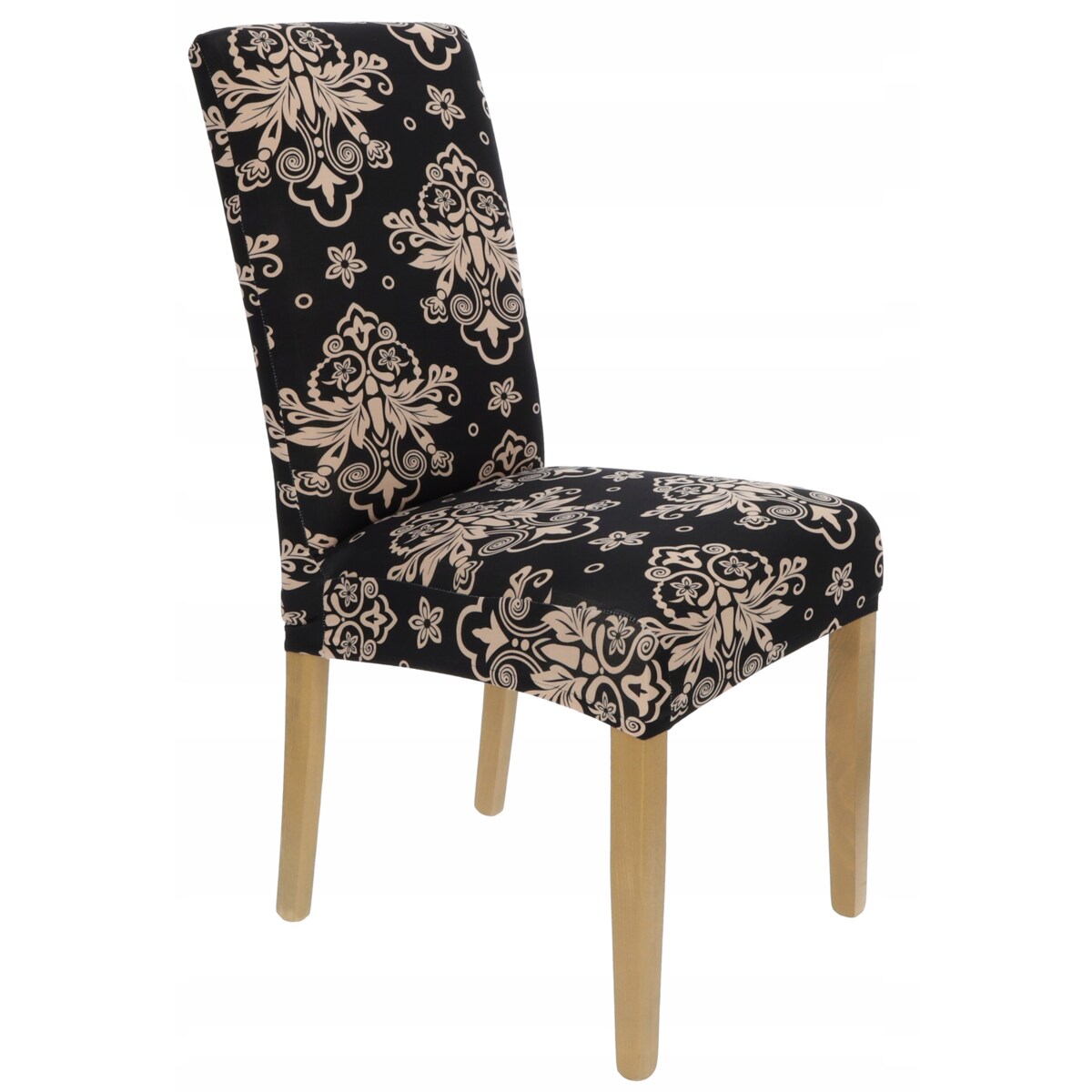 POKROWIEC NA KRZESŁO CZARNY WZORY ELASTYCZNY [21P]