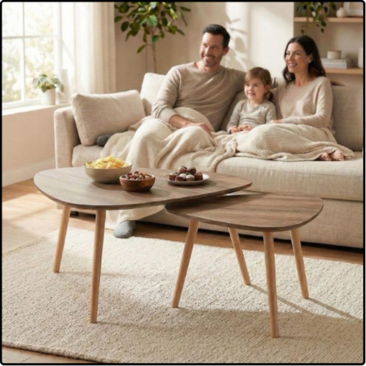 Stolik kawowy rustykalny okrągły zestaw stolików kawowych ława loft 2w1