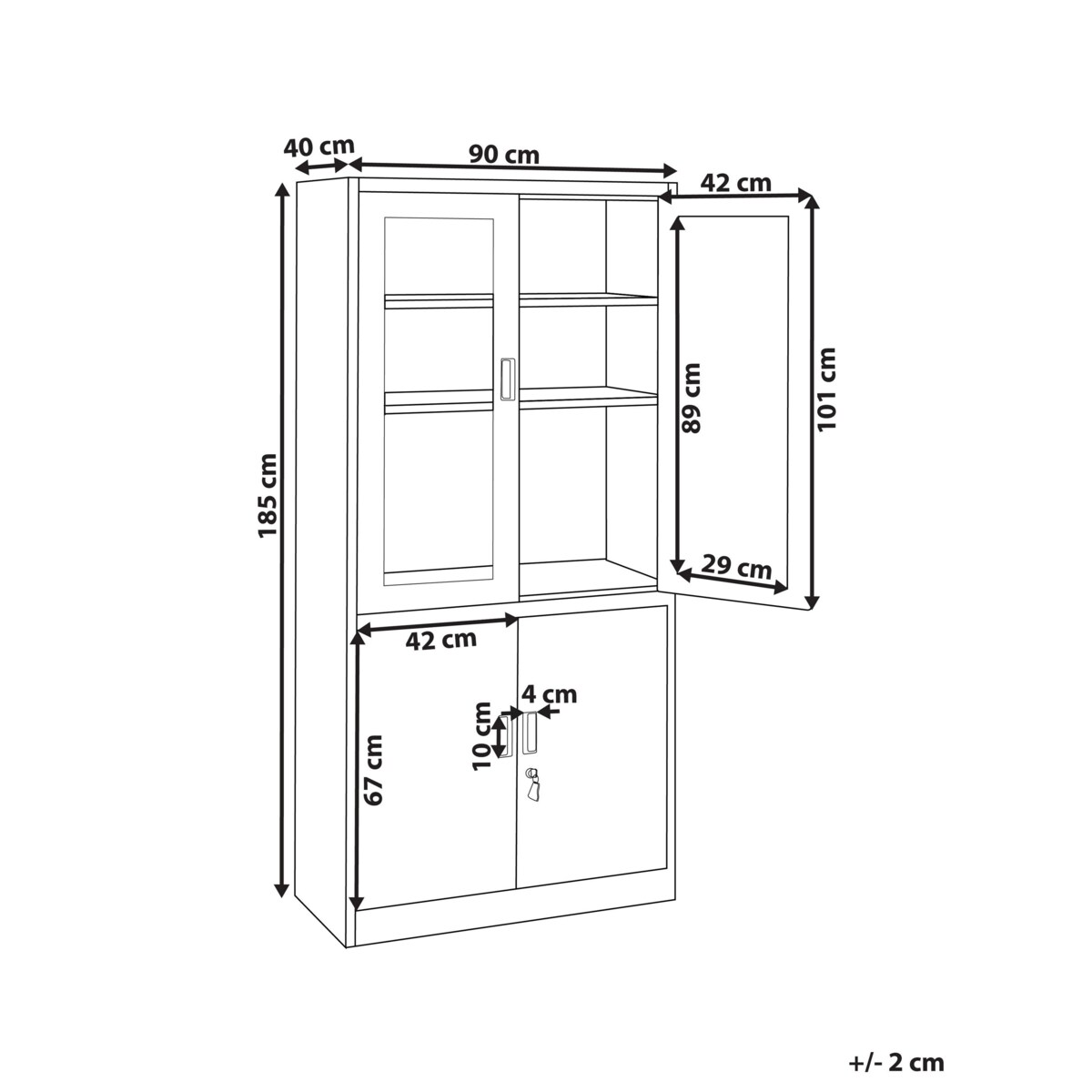 Witryna czterodrzwiowa metalowa biała MALACHITE
