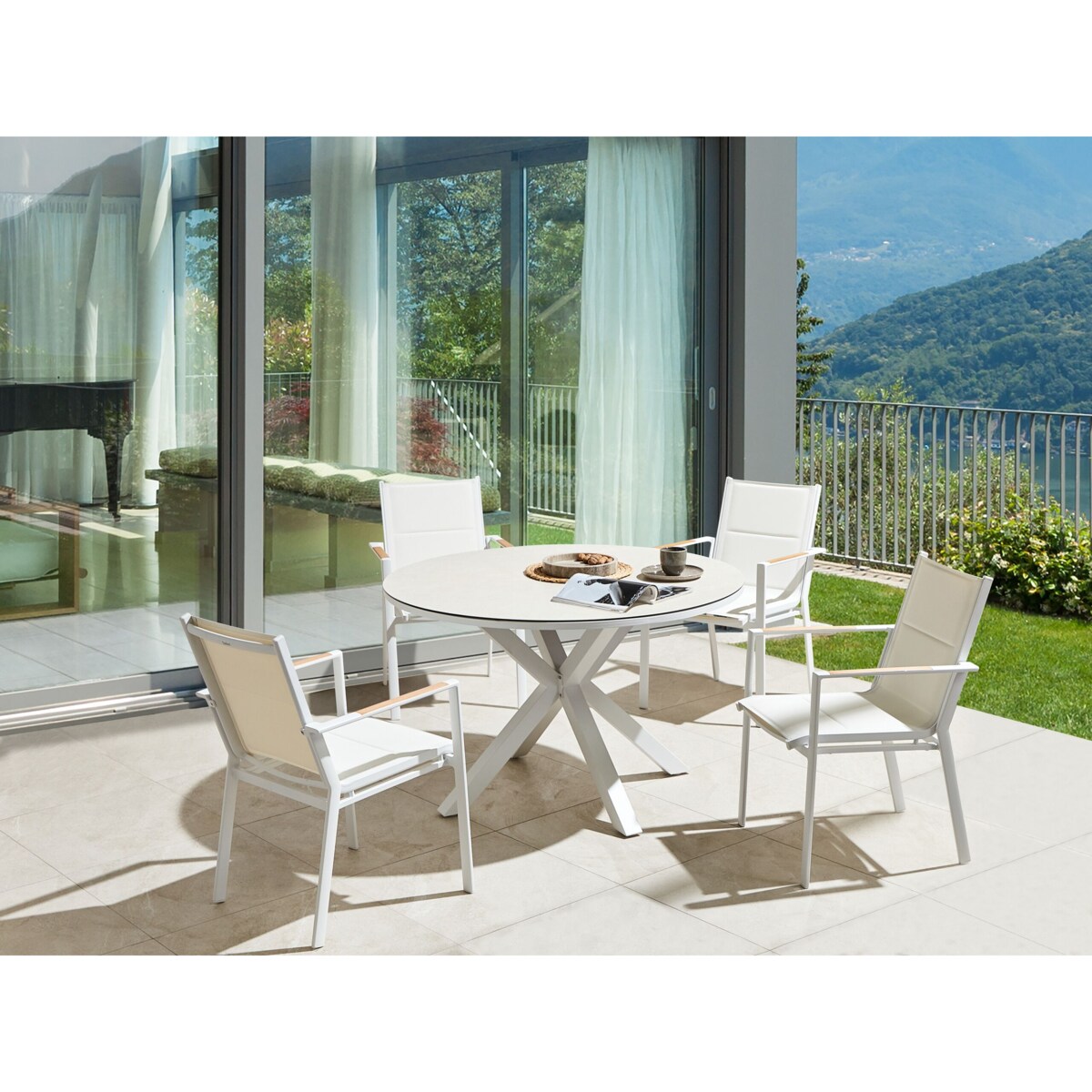 Stół ogrodowy Szkło Beżowoszary MALETTO