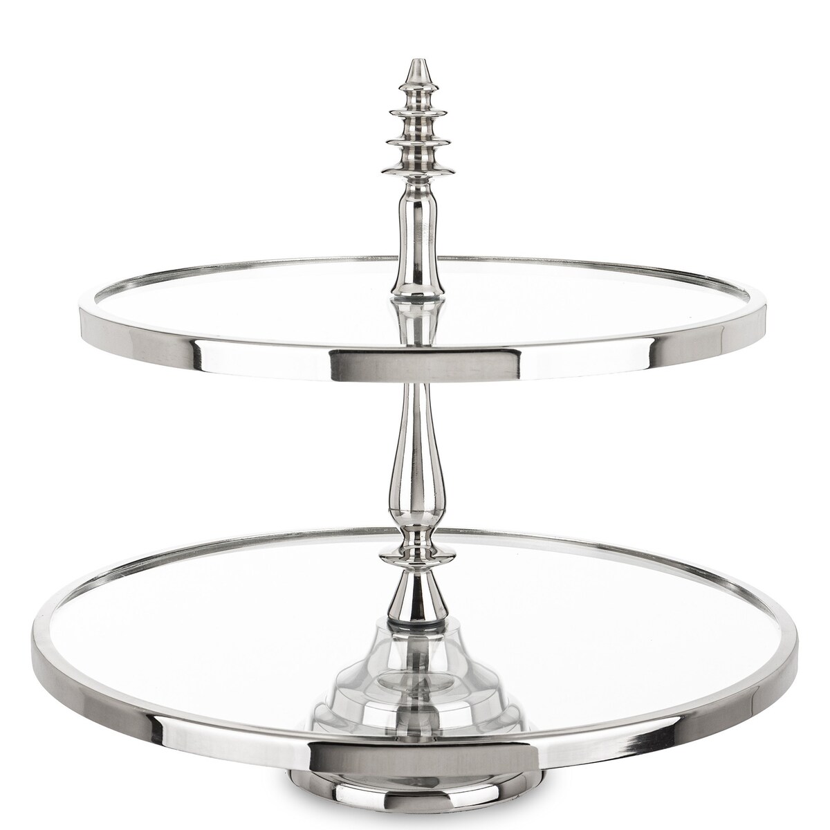 Patera szklana 2-poziomy 40x40,5x40,5 cm LONDA-3 srebrna