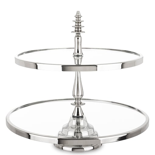 Patera szklana 2-poziomy 40x40,5x40,5 cm LONDA-3 srebrna