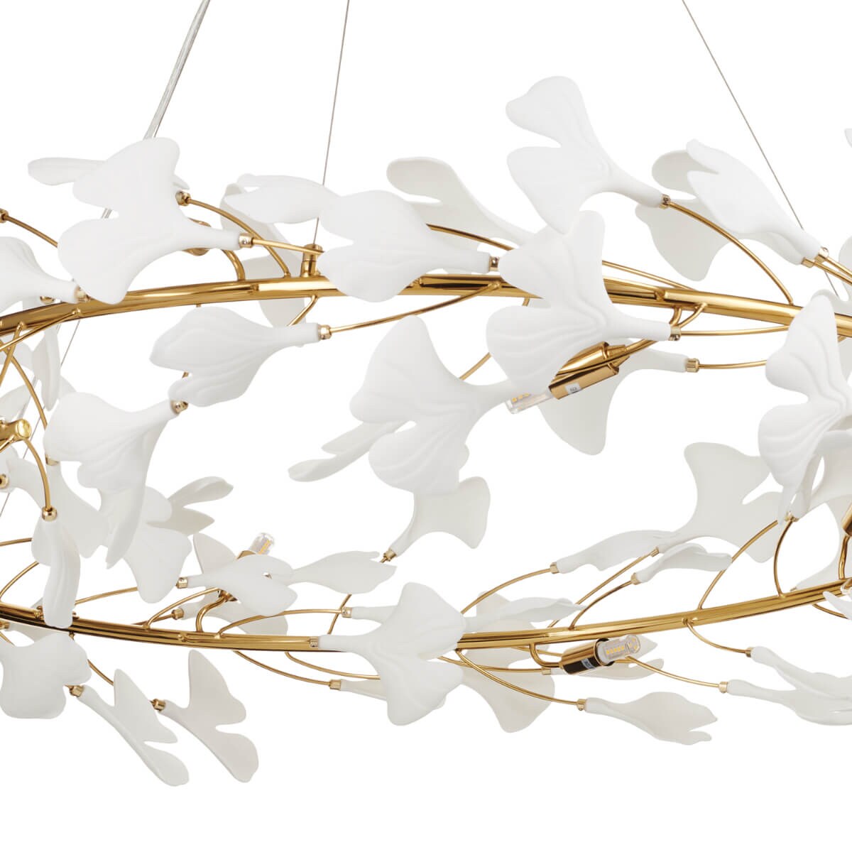 Ceramiczna lampa zwieszana Botanika XY080P-100 Step ozdobna liście złoty biały