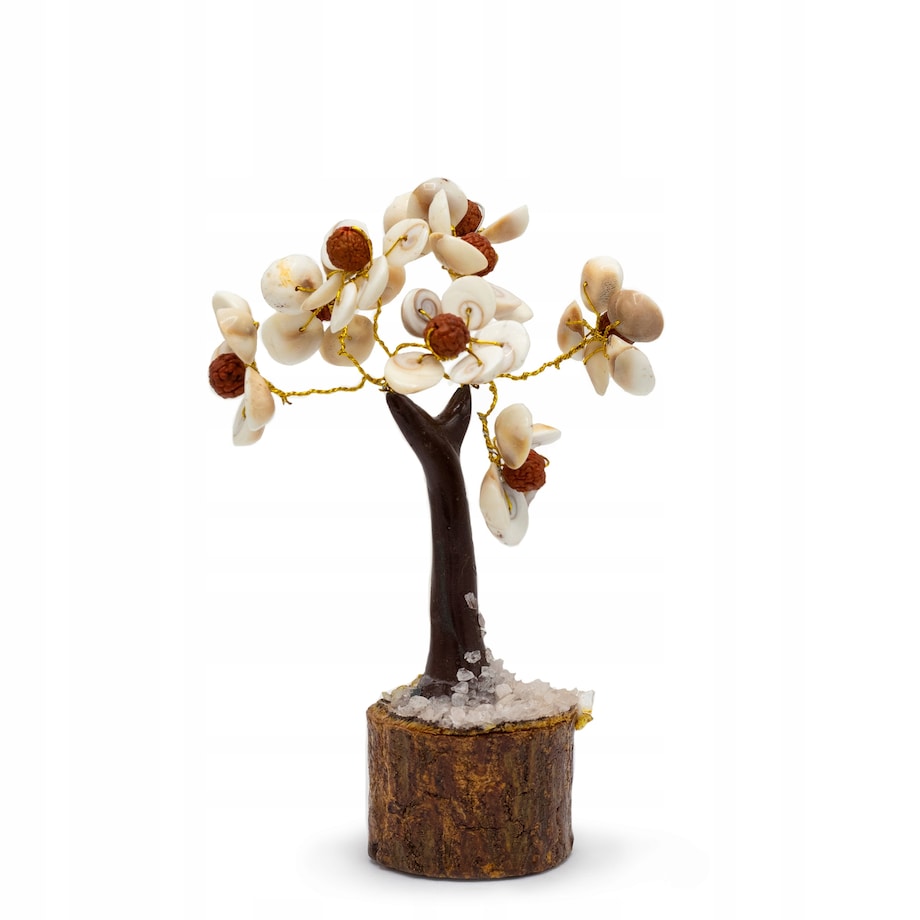 Drzewko SZCZĘŚCIA z Kamieniami Gomati Chakra Ziarnami Rudraksha 45 PREZENT