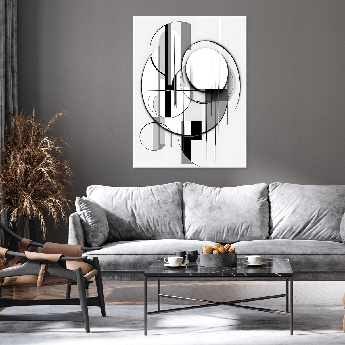 OBRAZ ABSTRAKCJA NOWOCZESNY FIGURY NA PŁÓTNIE DO SYPIALNI SALONU 120x80