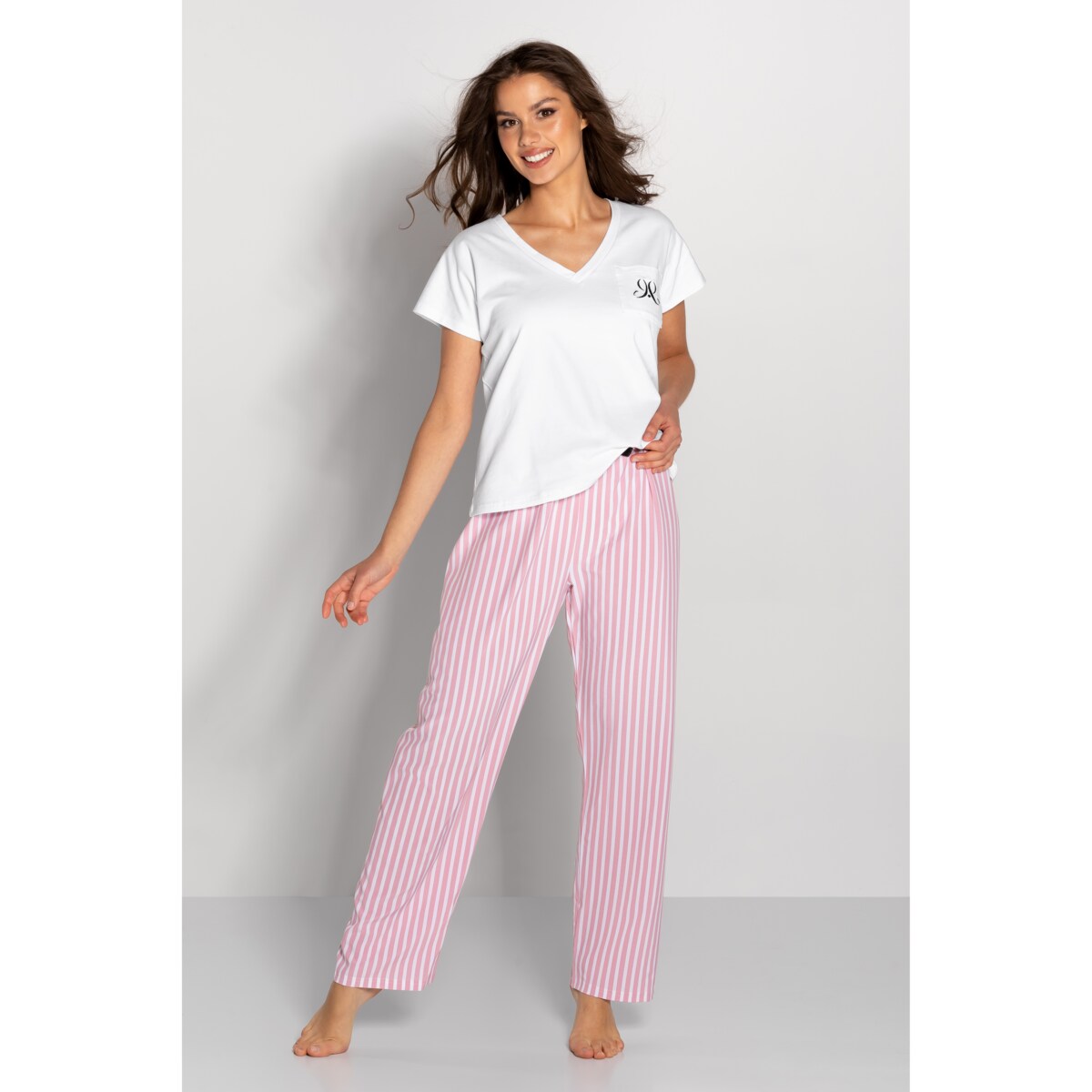 Piżama Jennifer White-Pink, XL