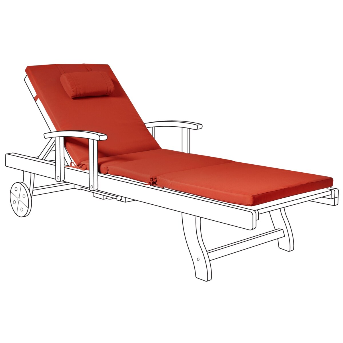 Poduszka na krzesło ogrodowe TOSCANA/JAVA/AMANTEA PREMIUM 188 x 59 cm Czerwony