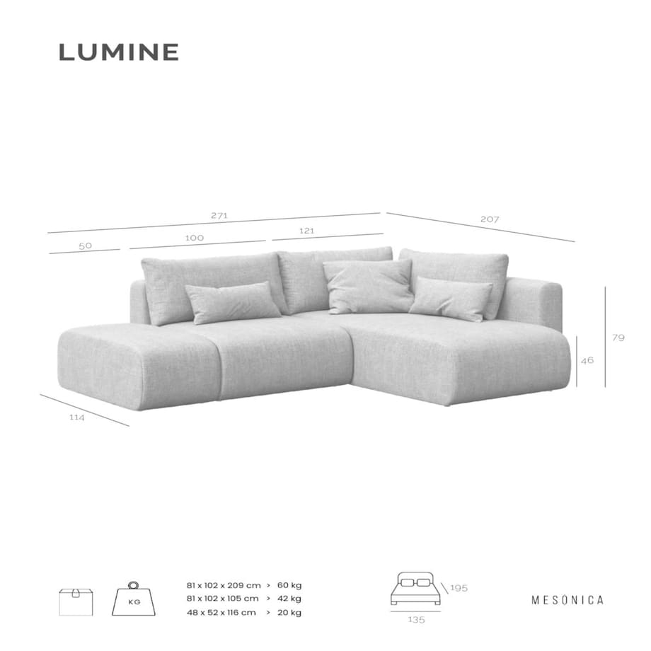 Lumine Sofa narożna - beżowa