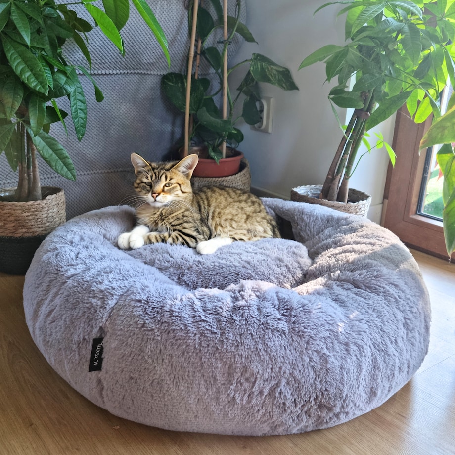 Legowisko pluszowe dla kota lub psa FUZZY, 70 cm, Szary